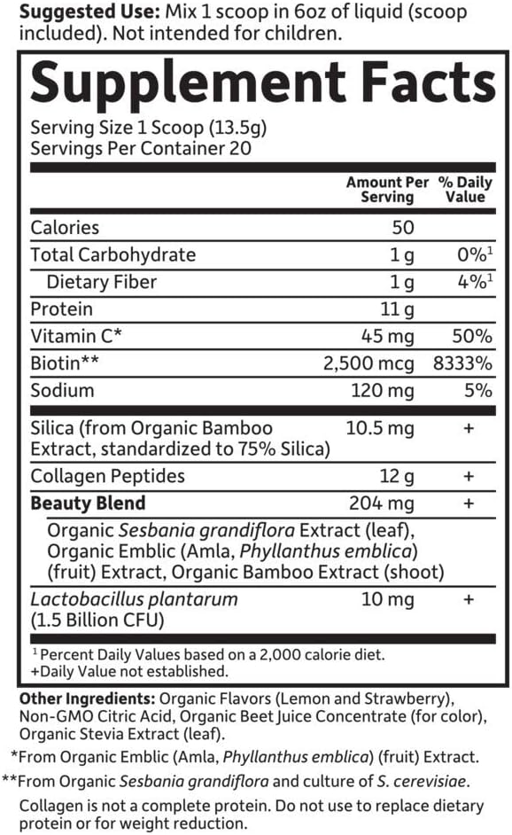 Garden of Life Grass Fed Collagen Beauty - Strawberry Lemonade, 20 Servings - Collagen Powder for Women Men Hair Skin Nails, Collagen Peptides Powder, Collagen Protein Hydrolyzed Collagen Supplements: Health & Personal Care