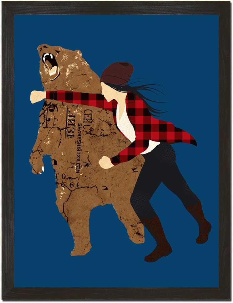 Sharp Shirter Woman Bear Punch Funny Feminist Decor Cool Wall Art Retro Poster Rustic Theme Nature Wall Hanging Unframed 8 x 10
