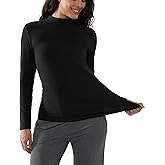 Women's Long Sleeve Thermal Top Lightweight Basic Layer Bamboo Viscose Undershirts