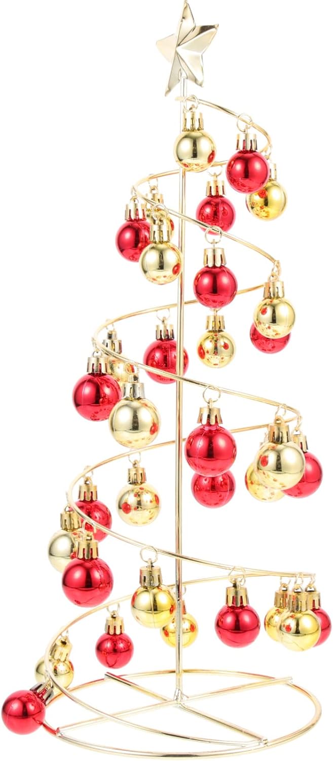 Tree Stands - Metal Christmas Tree Iron Christmas Ornament Display Tree with Ball Spiral Xmas Display Stand Holder Christmas Party Prop Festival Favor Spiral Xmas Tree