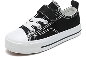 Zoroadke Toddler Boys and Girls Sneakers Low Top Adjustable Strap Canvas Shoes for Kids