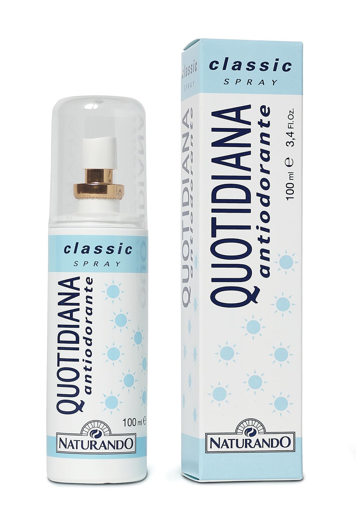 Naturando Quotidiana Antiodorante Classic Spray, Prevents the Formation of Bad Odors By Hindering Degradation of Sweat by Bacteria, 100 Milliliters
