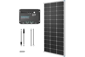 Renogy 100W 12V Solar Panel Starter Kit, 100 Watt Monocrystalline Solar Panel, 30A LCD PWM Charger Controller, Adaptor Kit, Tray Cables, Z Brackets for RV, Camper, and Other Off Grid Applications