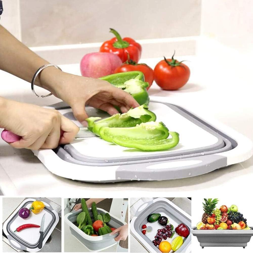 Wazdorf Collapsible 3 in 1 Multi Functional Kitchen Foldable Cutting,Chopping Board,Vegetable,Fruit Washing,Dish Tubโฆ