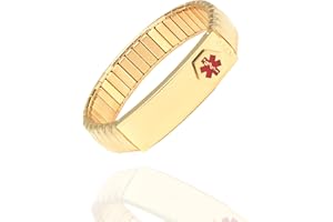 EnerMagiX Medical Alert Bracelet for Men Women, Stainless Steel Personalized Adjustable Elastic Medical ID Bracelet for Diabetes, Allergies, Epilepsy, Penicillin, Writeable Cards