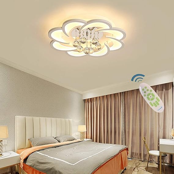 DBSCD Moderne LED-Deckenleuchte, mit Fernbedienung dimmbar, Kristall