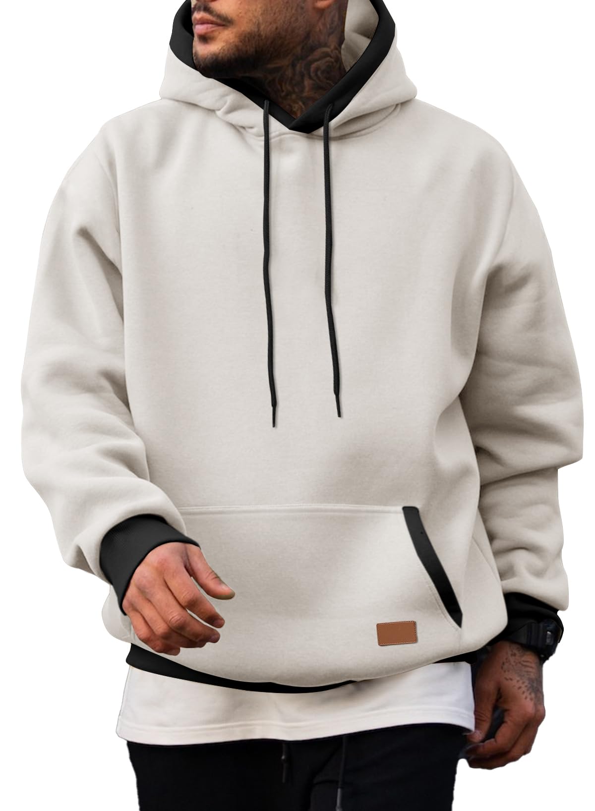 JMIERR Men's Cotton Casual Hoodies Sweatshirts Fashion Long Sleeve Drawstring Fleece Pullover Hoodie with Pockets