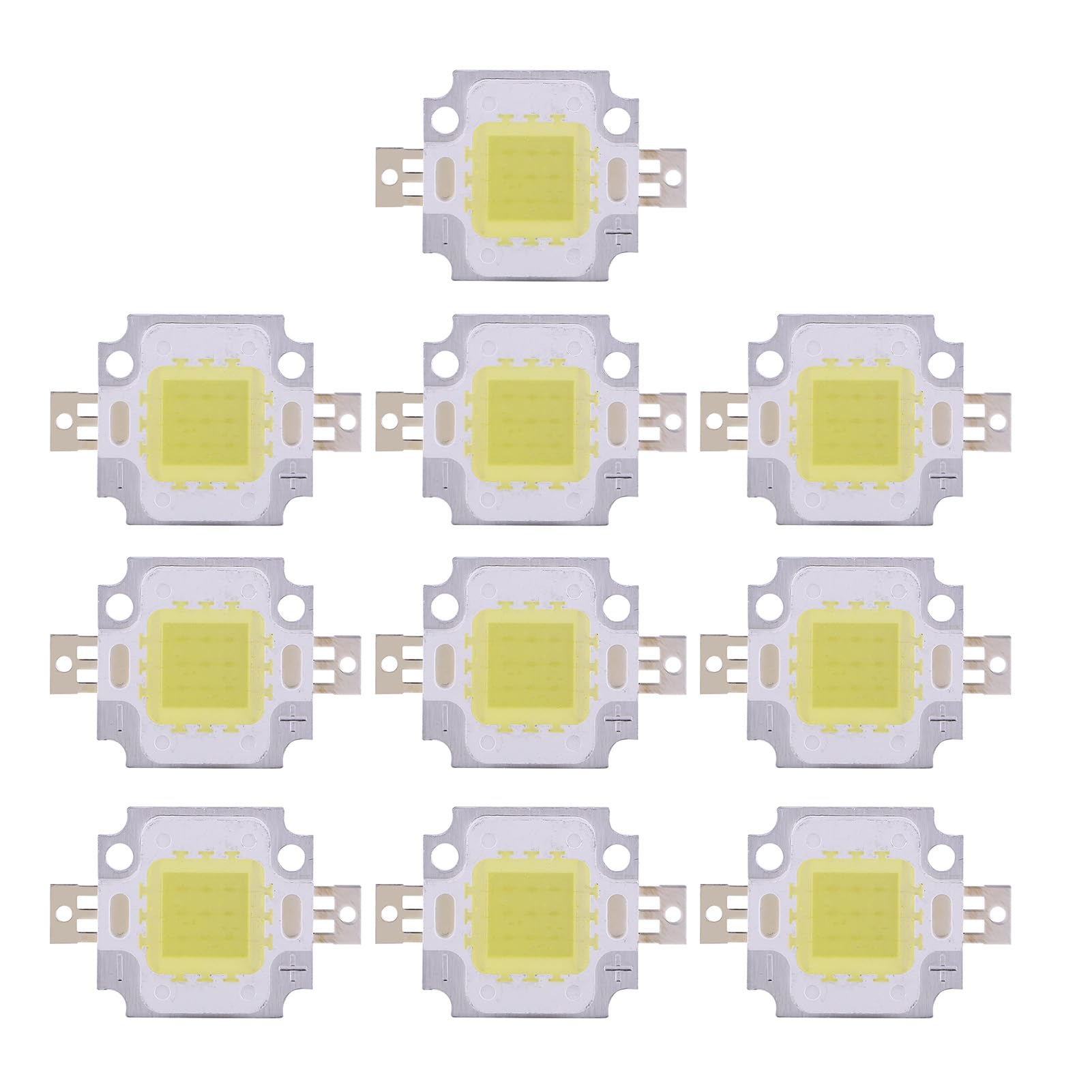 Ymiko 10Pcs 10W LED Chip (3000~3500K/6000K-6500K / 400-450mA / DC 9-12V / 10 Watt) SMD COB Light for Lamp Flood Light Bulb Replacement (White)