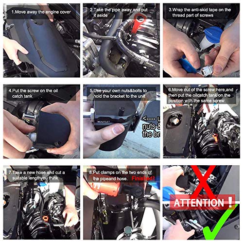 Tuijodaix Universal Baffled Oil Catch Tank Can 300ml with Breather Aluminum Compact Dual Cylinder Polish Engine Air Oil Separator Tank Reservoir Kit Black