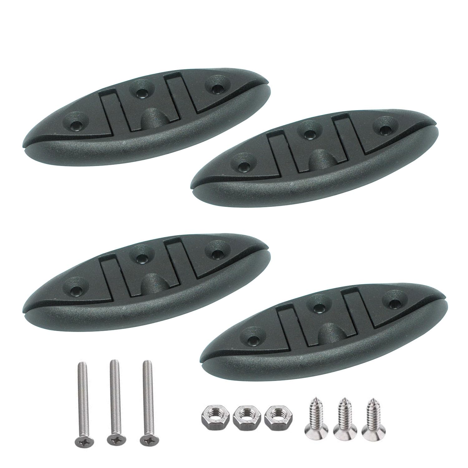 Grekywin Boat Folding Cleat 2Pcs Set - 13cm Flip up Dock Cleat with M6 Screws, HQ Nylon Marine Accessories for Boat Yacht (Black)