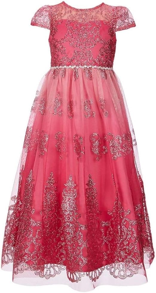 Amazon.com: Rare Editions Girls Size 2T-6X Pink Glitter Mesh Long Full Length Dress (2T): Clothing