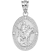Claddagh Gold - 925 Sterling Silver St. Martin Of Tours CZ Religious Oval Medal Pendant (1")