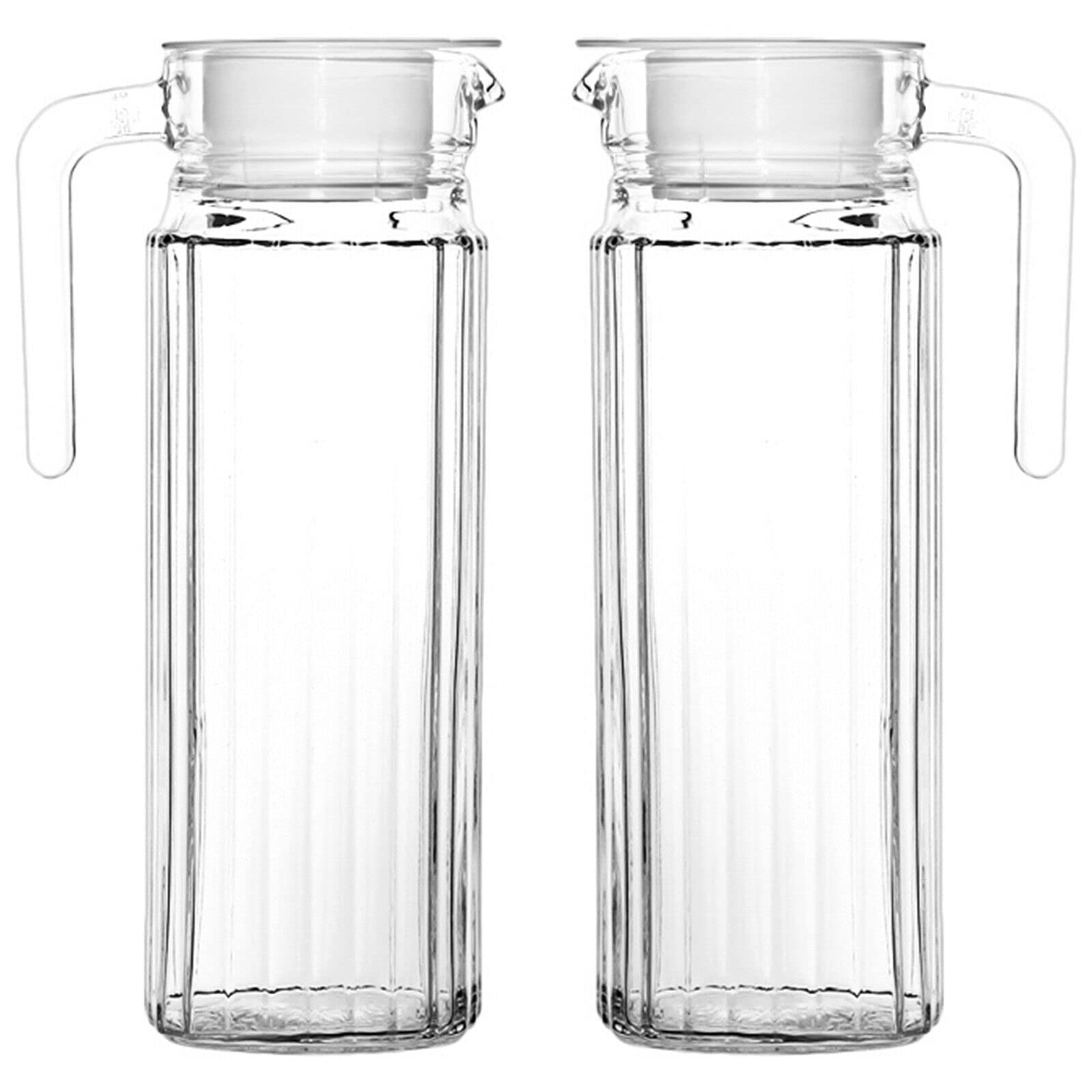 Get Goods 2 x 1.1L Glass Pitcher Fridge Door Jug with Lid