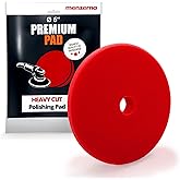 MENZERNA 6 Inch Polishing Pad Heavy Cut for Scratch Repair I Body Repair and Detailing Pads with Safety Edge & Velcro Attachment I Washable & Long Lasting I Thin Pad with Hole for Anti Heat Build-Up