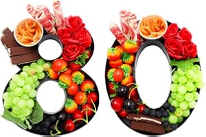 WENPACK 12inch Cardboard Number Fillable Cutouts Paper Mache for Charcuterie Sweet Food Birthday Treat (Black, 80)