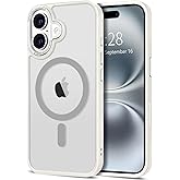 Hython Case for iPhone 16 Case Magnetic Translucent Matte Phone Cases 6.1" [Compatible with MagSafe] Thin Slim Fit Shockproof Bumper Hard Protective Cover for Women Men Girls, Frosted Cream White