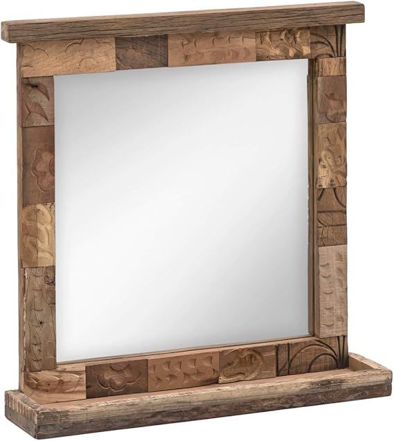 Woodkings® Bad Spiegel Patna 70x70 Altholz mit Ablage massiv Echtholz