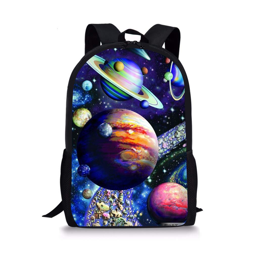 Amzbeauty Galaxy Space Planet Backpack Middle Primary Schoolbag Travel Daypack for Boys Girls Sport Bag