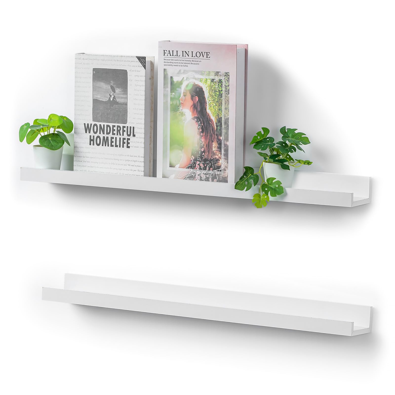 Photo 1 of Walasis 24 inch Long Shelf for Wall: White Wall Book Shelves for Bedroom Kids - Narrow Floating Shelves for Picture Photo