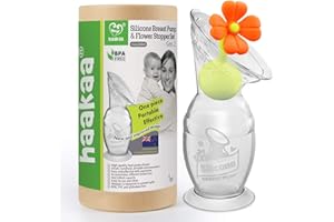 Haakaa Silicone Breast Pump with Suction Base and Flower Stopper 100% Food Grade Silicone BPA PVC and Phthalate Free (4oz/100