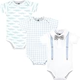 Hudson Baby Infant Boys Cotton Bodysuits 3-Pack, Gator Polo, 0-3 Months