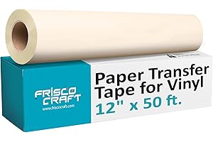 Frisco Craft 12" x 50ft Roll of Paper Transfer Tape for Vinyl, Premium-Grade Vinyl with Lay Flat Easy-Apply Adhesive - Crafts, Decals, and Letters