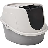 Amazon Basics No-Mess Hooded Enclosed Cat Litter Box with Odor Control and Swinging Door, Large, 24" x 18" x 17", Multicolor