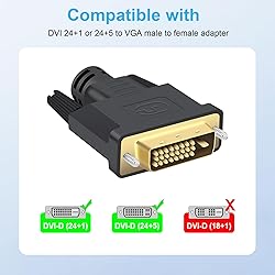 Aolcev DVI to VGA Adapter DVI-D 24+1 & DVI-I 24+5