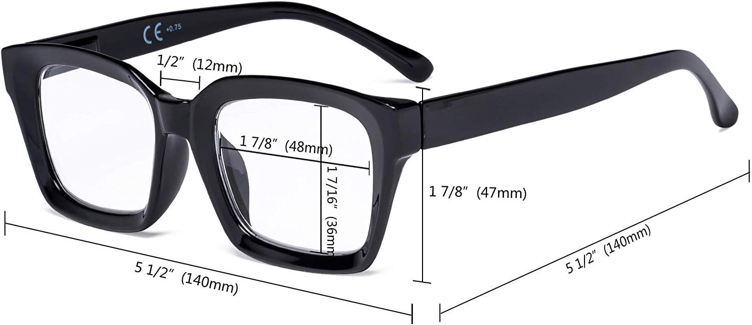 Eyekepper Ladies Reading Glasses - Oversized Square Design Readers for Women Black +1.00 - Image 4