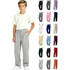 CSVBVSQ Boys Baggy Sweatpants Casual Straight Wide Leg Drawstring Waisted Joggers Sweat Pants with Pockets Size 5-16