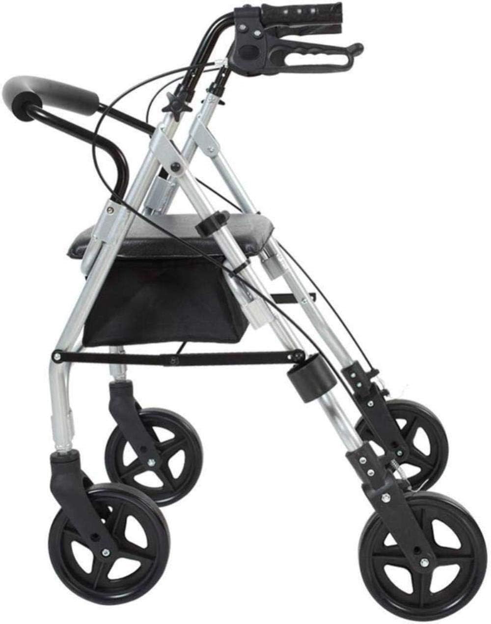 Standard Walkers Walking Aid Walking Stick Aluminum Foldable Rollator Walker with Seat, Transport Shopping Walker with Curved Backrest Walking Frames (Size : 30X64X90CM)