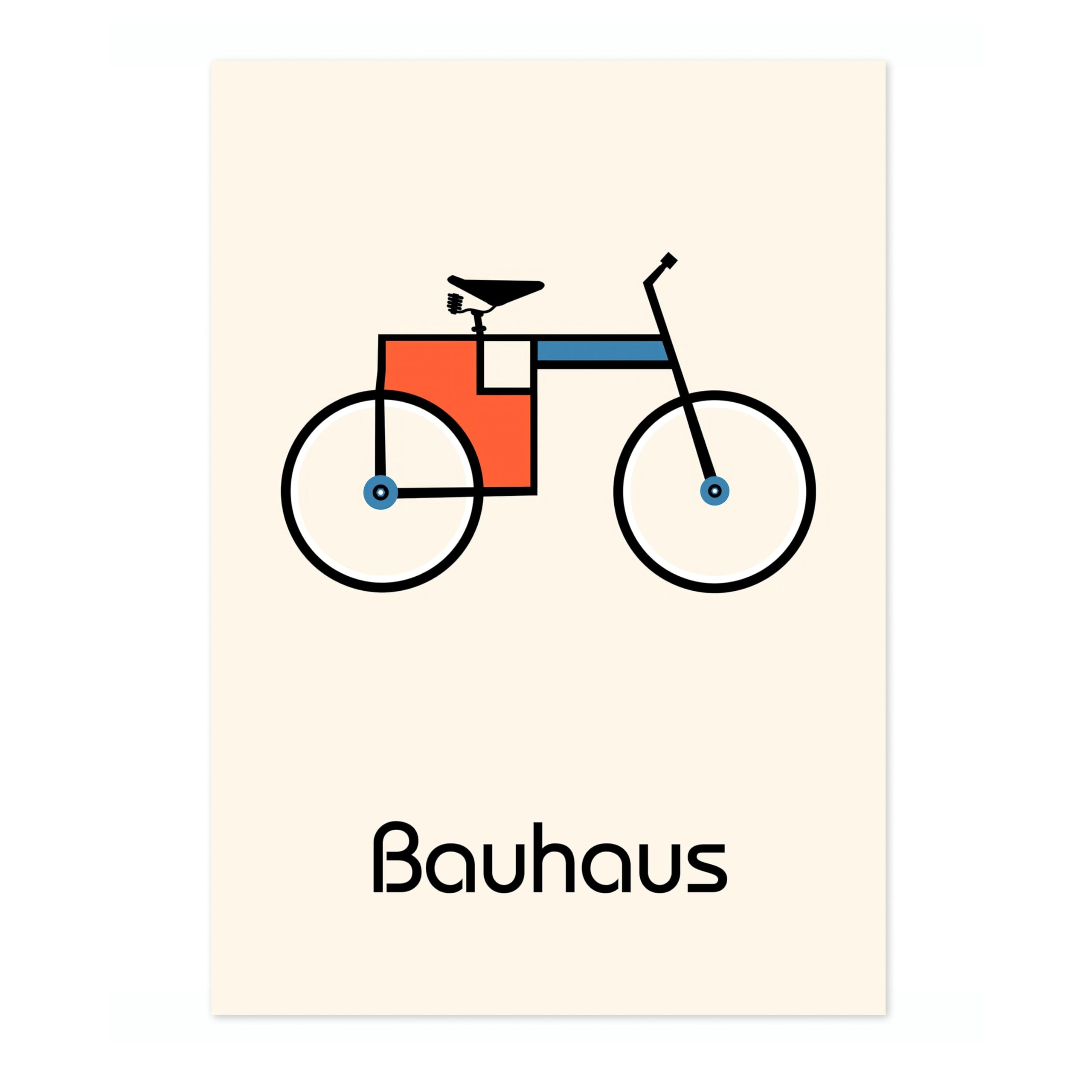 Bicycle Bauhaus Poster, Bauhaus Print, Framed Abstract Art, Mid-Century Wall Art, Modern Home Decor, Gift Idea, Archival Matte, A2 (Print Only) - 59.4x42cm