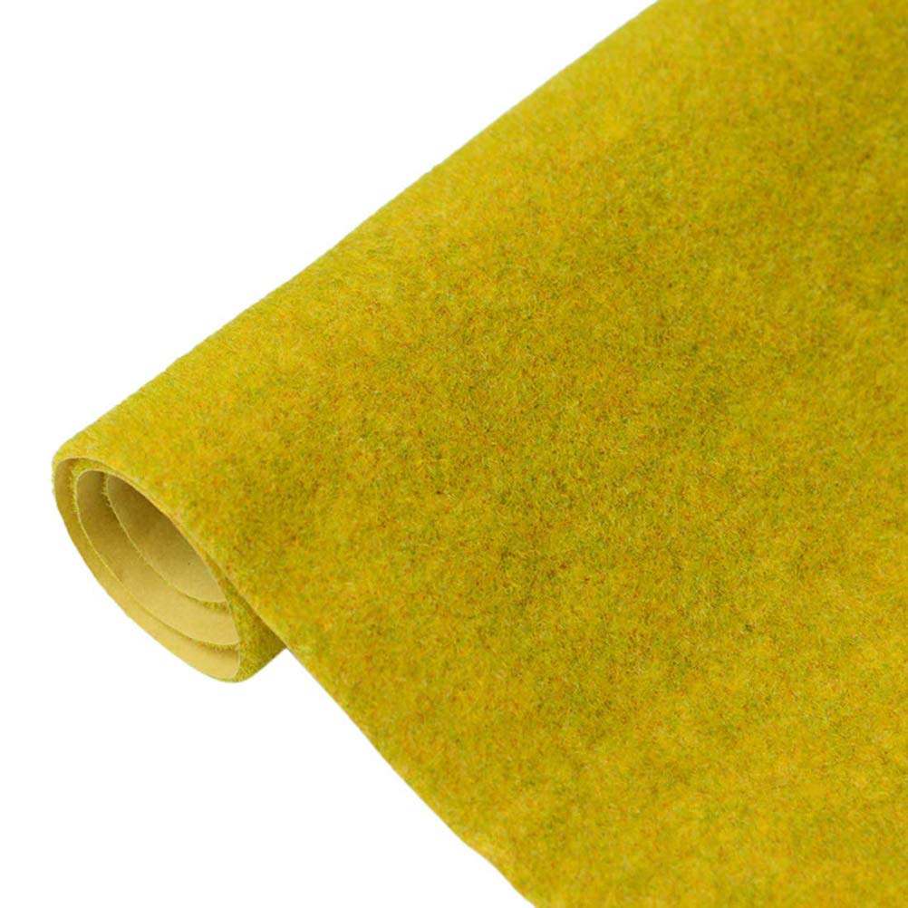 Deeabo Decorative Artificial Grass Mat, Nylon Meadow Miniature Garden Construction Grass Mat Decoration, Diy Handmade Sandbox Model Turf Paper Outdoor Landscape Simulation Lawn Grass Mat, Golden