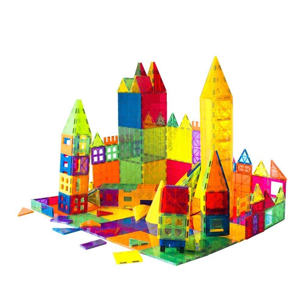 Mag-Genius Award Winning building Tiles Clear Colours 3D Brain Building Blocks, (2017 Cyilinder 143 pieces)