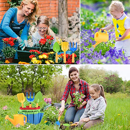 KINCREA Kids Gardening Tools, Outdoor Toys Set Gardening Set Includes Sturdy Tote Bag, Watering Can, Shovel, Rake, and Trowel