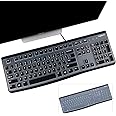2 Pack Keyboard Cover for Logitech K120 & MK120 Ergonomic Desktop USB Keyboard, Logitech K120 & MK120 US Layout Waterproof Anti-Dust Keyboard Skin-Black+Clear