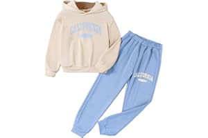 SOLY HUX Girl's Letter Print Drop Shoulder Hoodie Sweatshirt and Jogger Sweatpants 2 Piece Outfit