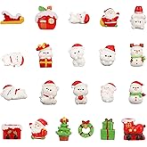 Gosknor 21pcs Mini Christmas Resin Figures, Tiny Resin Christmas Figurines Decorations Christmas Tree Elk Bear Mini Snowman Ornaments Small Christmas Ornaments for Garden Dollhouse Landscape
