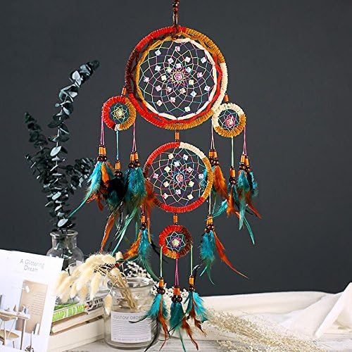 Karleksliv ancient style Hanging Feathers Ornament with 4 Rings colorful dream catchers Traditional Handicrafts Large DreamCatcher XM023