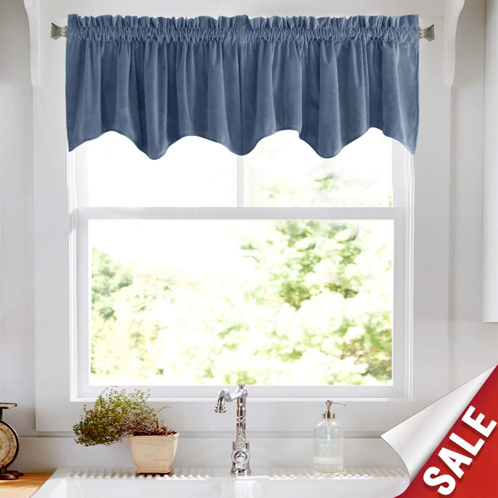 Jinchan Room Darkening Velvet Curtain Weave Shape Valance Drapes For Bedroom Window Curtain Panels Thermal Insulated Rod Pocket Single Panel 18 L