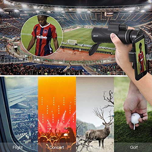 Monocular Telescopes - 12X50 Monocular Telescope HD Waterproof Shockproof Telescope with Smartphone Mount & Tripod for Camping Bird Watching Travel Hunting Football Match Concert Live