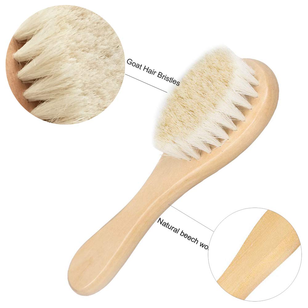 Molylove Baby Hair Brush with Wooden Handle and Super Soft Goat Bristles for Newborns & Toddlers : Baby