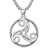 Lattd Celtic Knot Necklace 925 Sterling Silver Nordic Triskelion Triple Spiral Pendant Eternity Amulet Jewelry Gift for Women Men