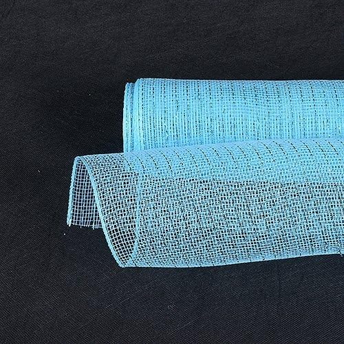 Feuzy Deco Mesh Wrap Metallic Stripes 10 Inch x 10 Yards For Wedding Party Decoration (Light Blue)