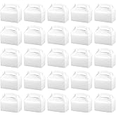 MAQUITA 60 Pack White Gable Treat Boxes Party Favor Boxes Goodie Gift Boxes for Snacks Cookie Candy Toys Birthday Party Wedding Holidays 6.5 x 3.5 x 3.5 inches