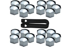 FIVEEYES 17MM Wheel Lug Nut Covers Bolt Caps Compatible with Audi BMW Mercedes with Removal Tool 20PCS (Silver)