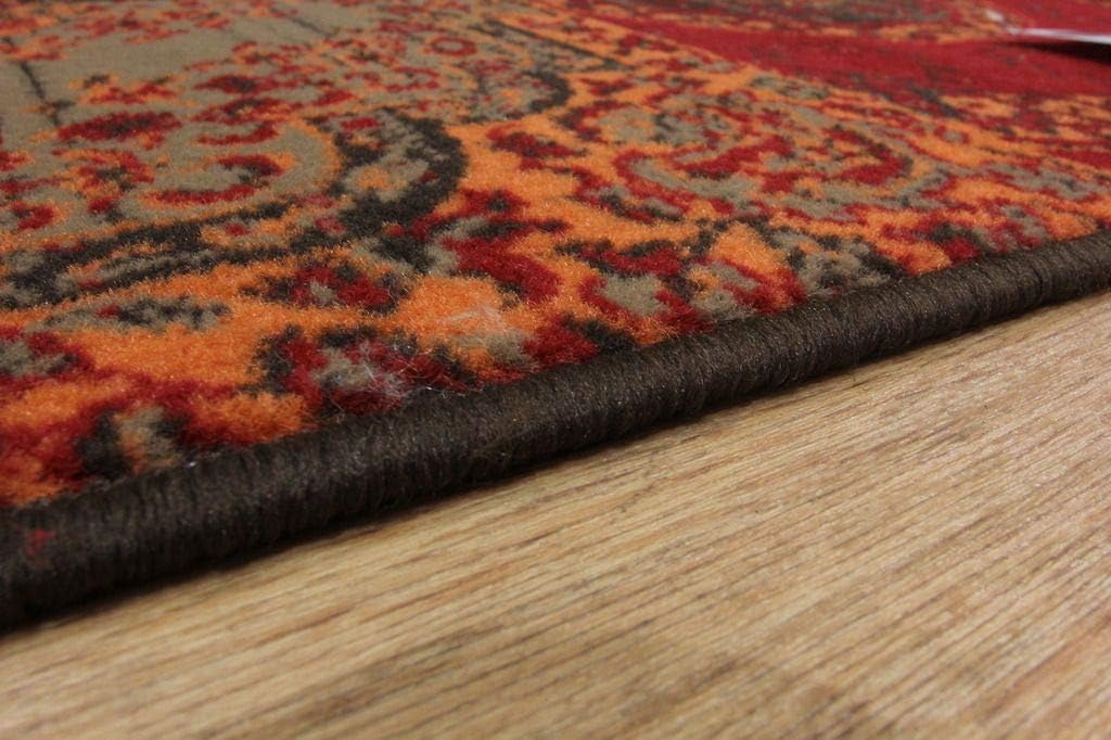 Milan Red, Brown, Orange & Grey Traditional Rug 1572-S52-8 Sizes, 80 cm x 150 cm (2'6" x 5'0") - Image 5