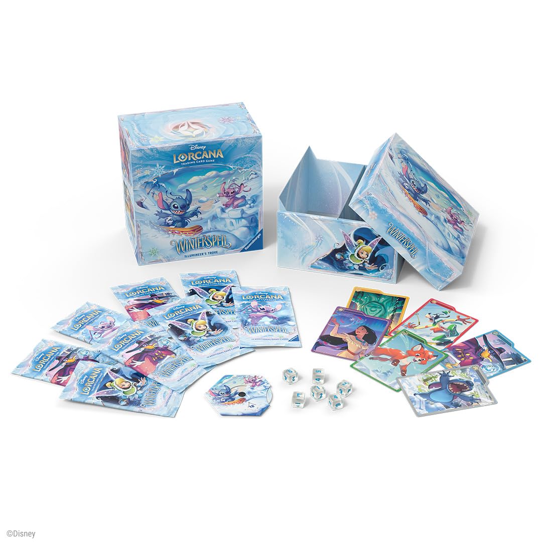 Ravensburger Disney Lorcana TCG: Winterspell Illumineer's Trove for Ages 8 and Up - Secure Card Storage - Includes 8 Booster Packs, Damage Counter Dice, Card Dividers - Original Disney Artwork
