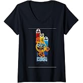 Women's 【PAC-MAN】PAC-MAN Neon Arcade 001 V-Neck T-Shirt