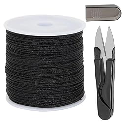 1mm Black Nylon Cord for Bracelets, QBJAYTY 100